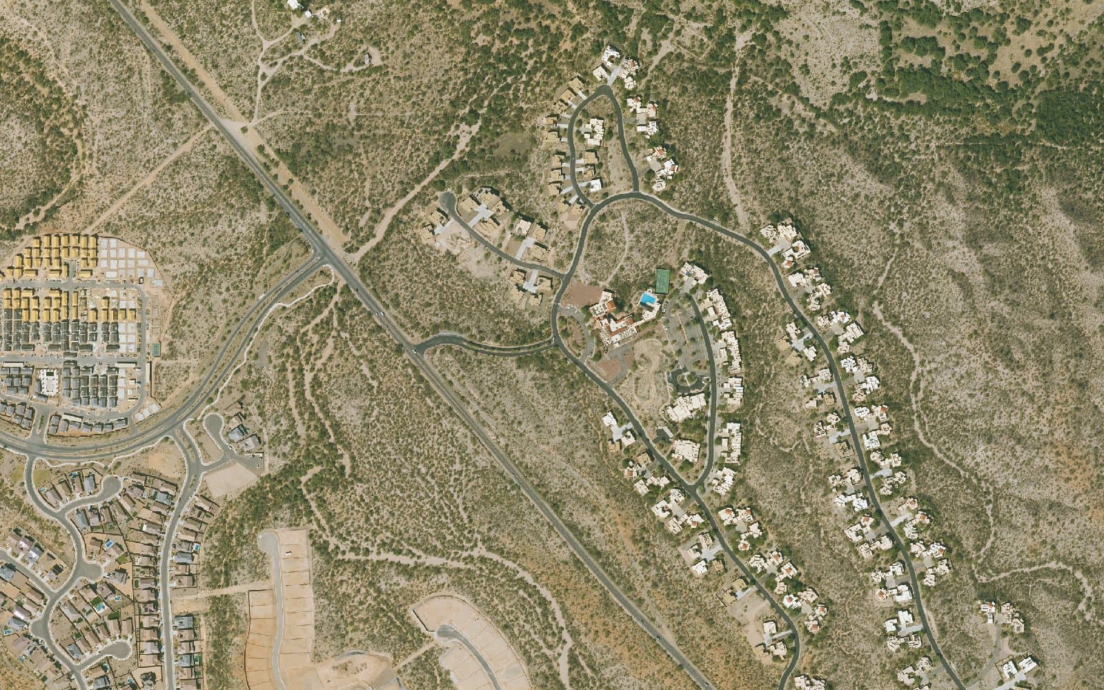 Aerial photograph of The Academy Village and the surrounding area