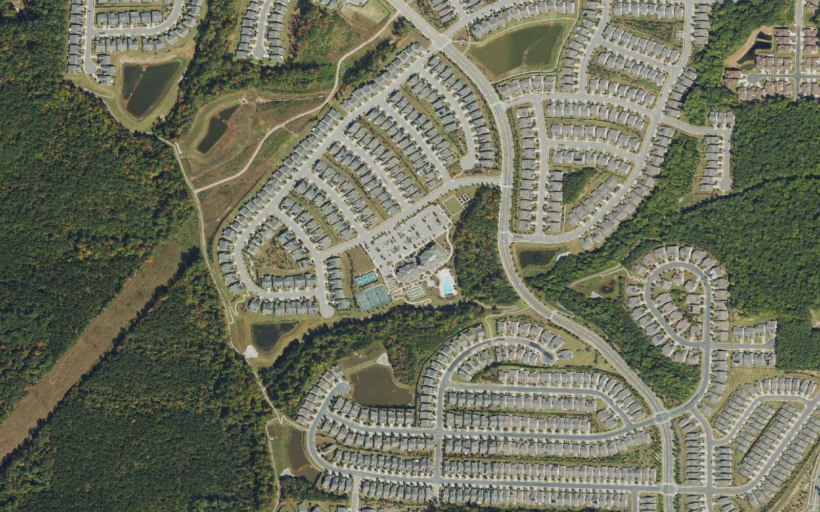 Aerial photograph of Carolina Arbors and the surrounding area