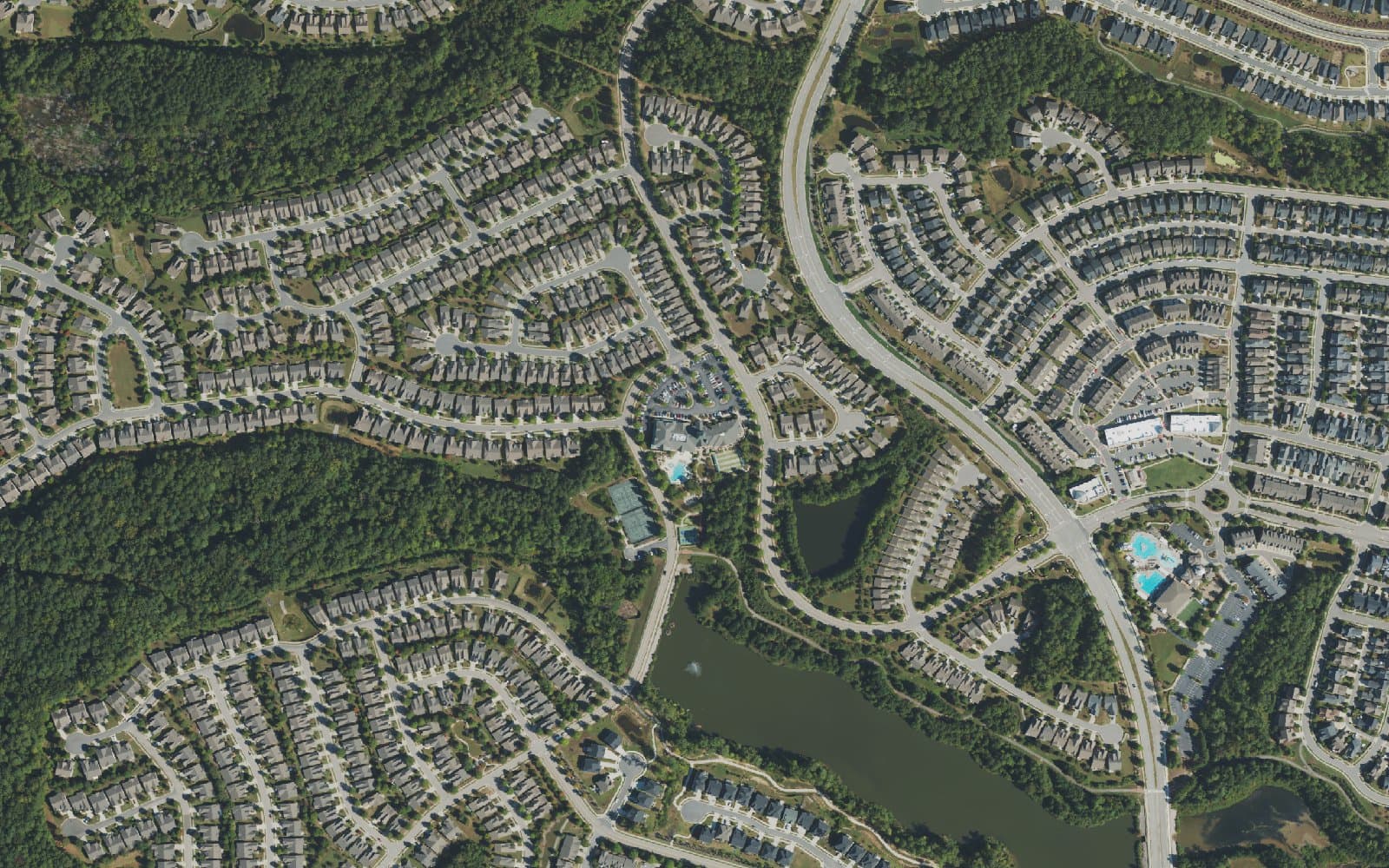Aerial photograph of Carolina Preserve at Amberly and the surrounding area
