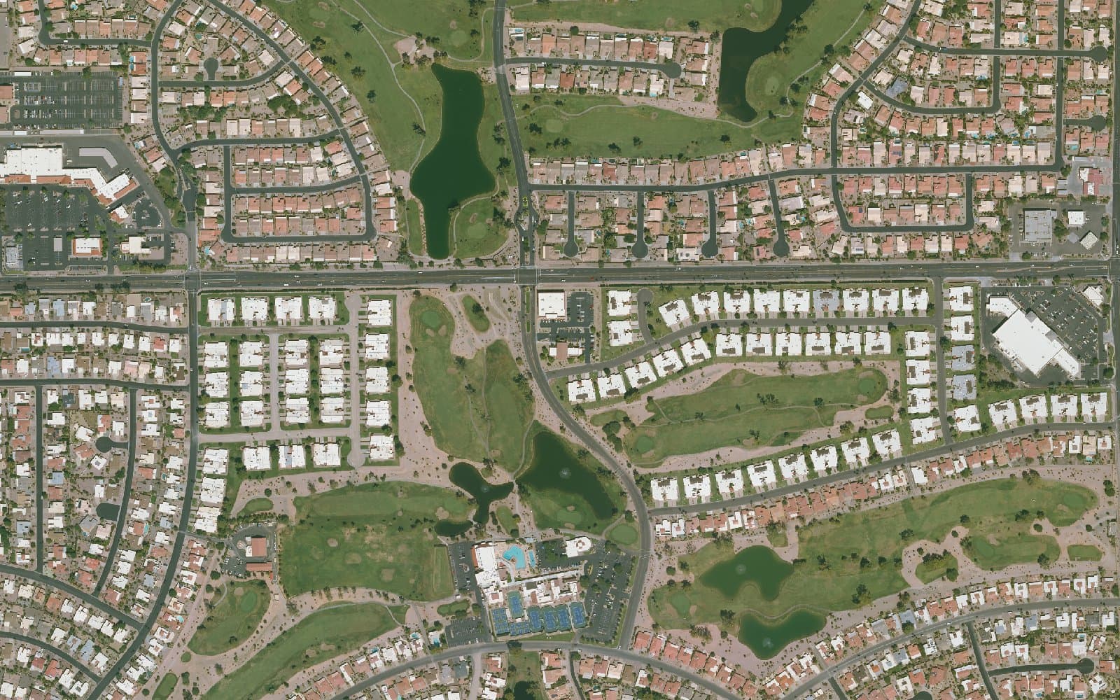Aerial photograph of Cottonwood Palo Verde at Sun Lakes and the surrounding area