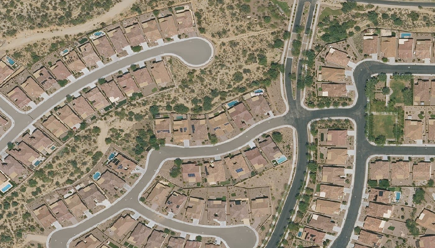Aerial photograph of the clubhouse and amenities at Del Webb at Dove Mountain