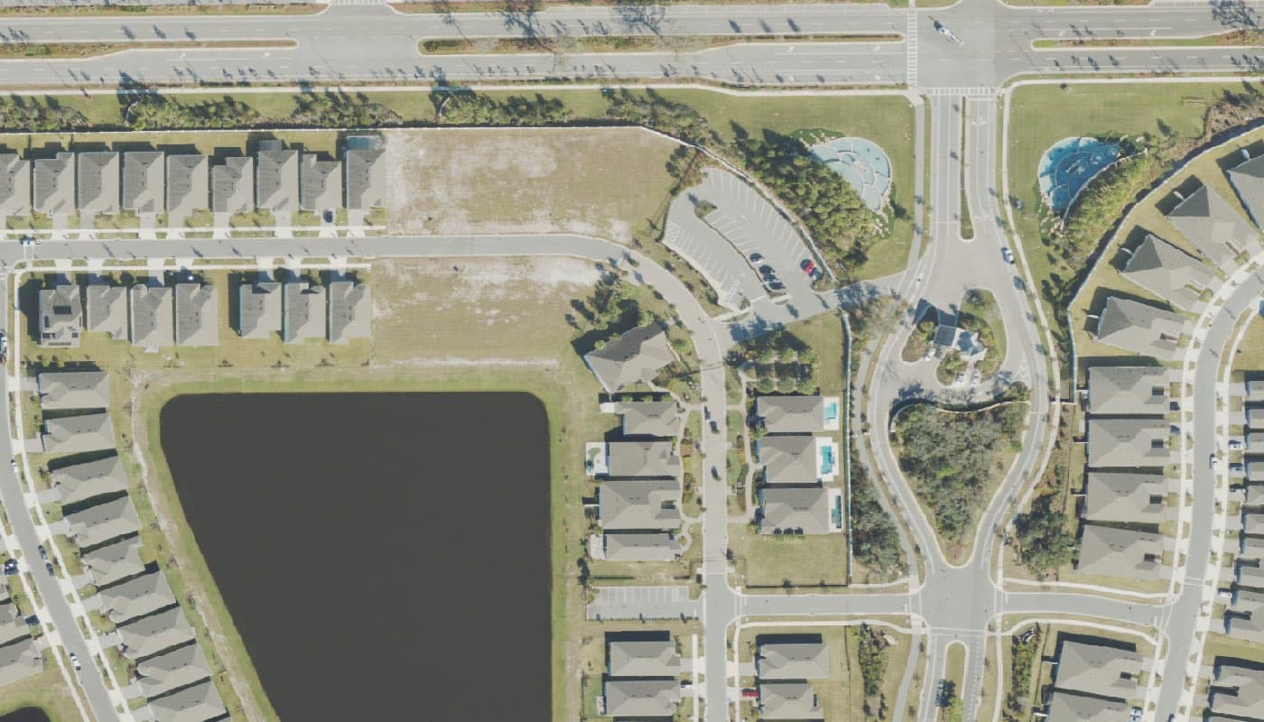 Aerial photograph of the clubhouse and amenities at Del Webb Sunbridge