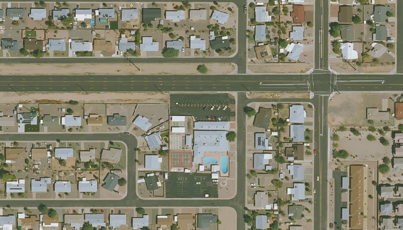 Aerial photograph of the clubhouse and amenities at Dreamland Villa
