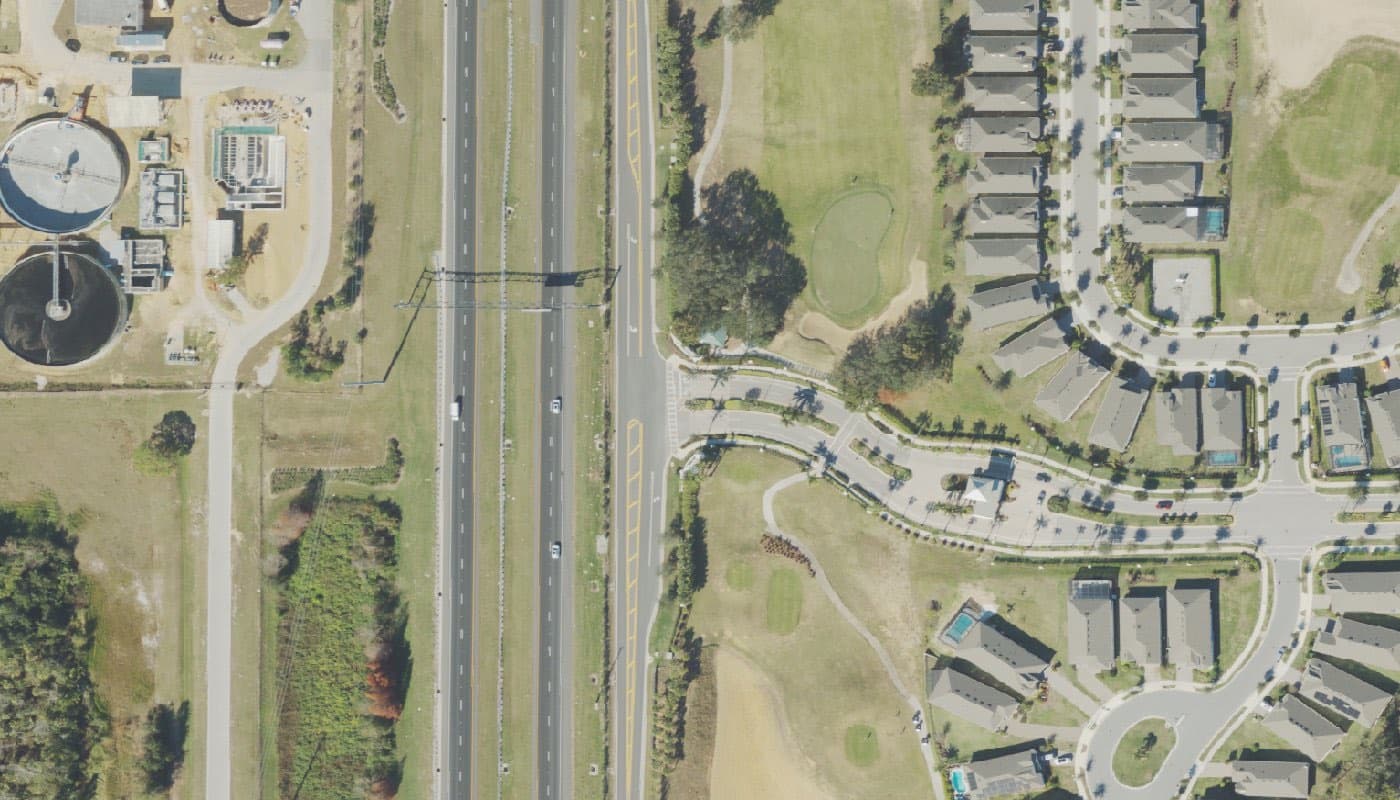 Aerial photograph of the clubhouse and amenities at Four Seasons at Orlando