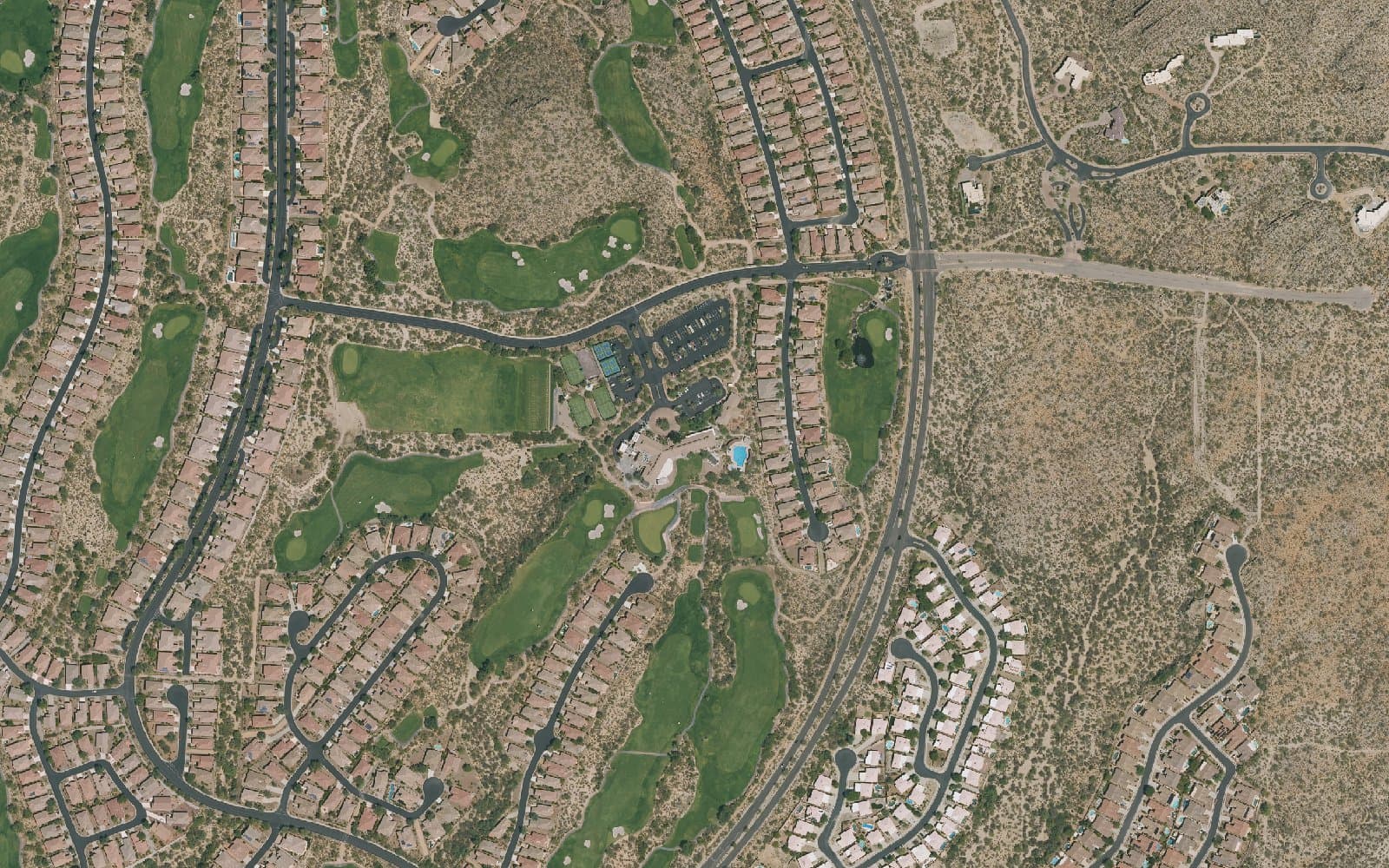 Aerial photograph of The Highlands at Dove Mountain and the surrounding area