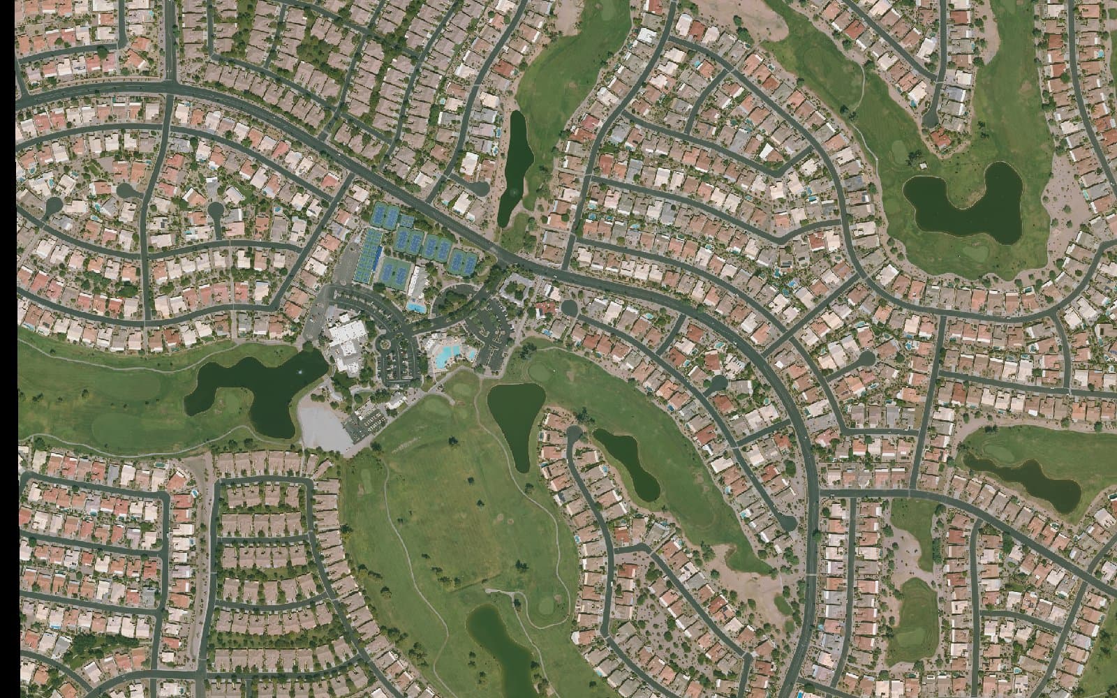 Aerial photograph of IronOaks at Sun Lakes and the surrounding area