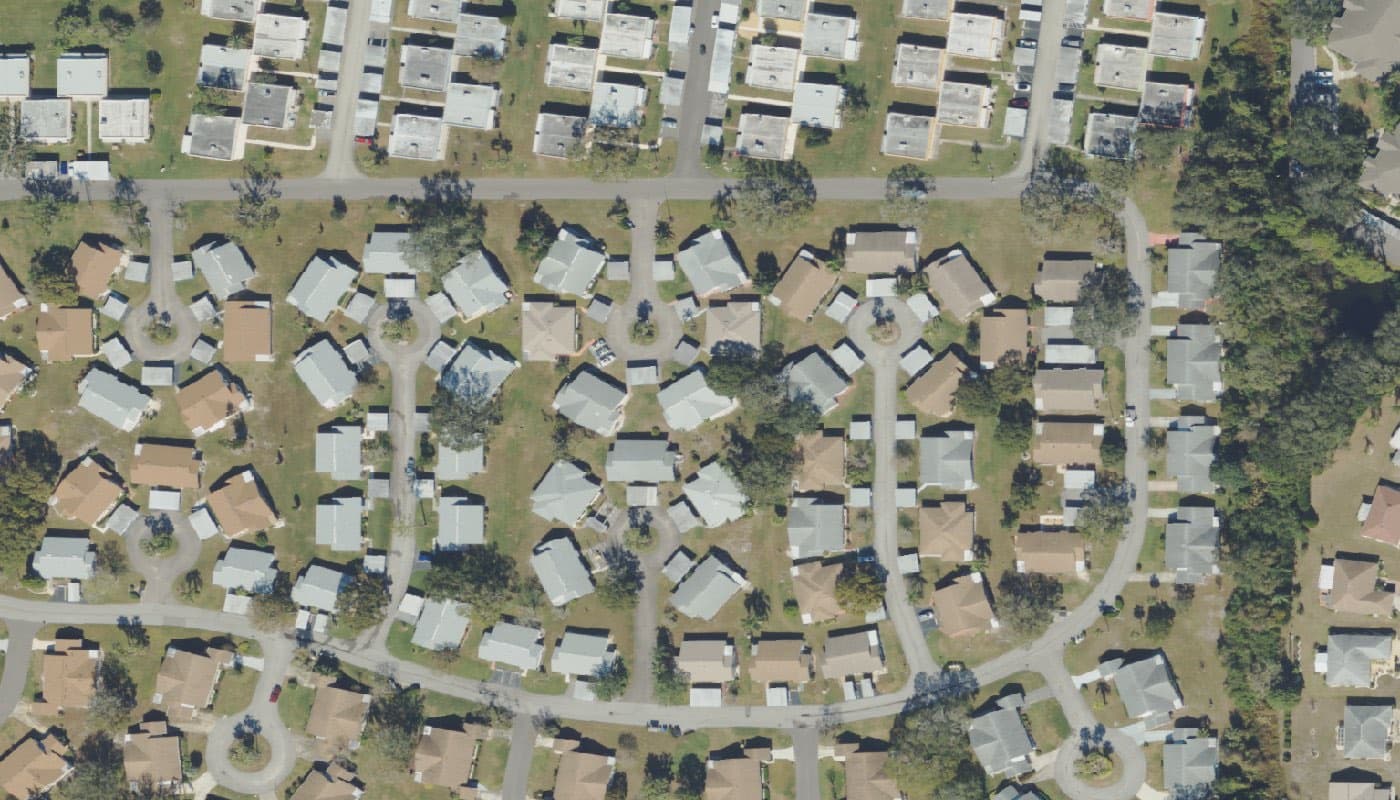 Aerial photograph of the clubhouse and amenities at Kings Point Sun City Center