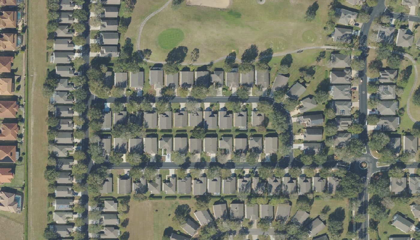 Aerial photograph of the clubhouse and amenities at Kings Ridge