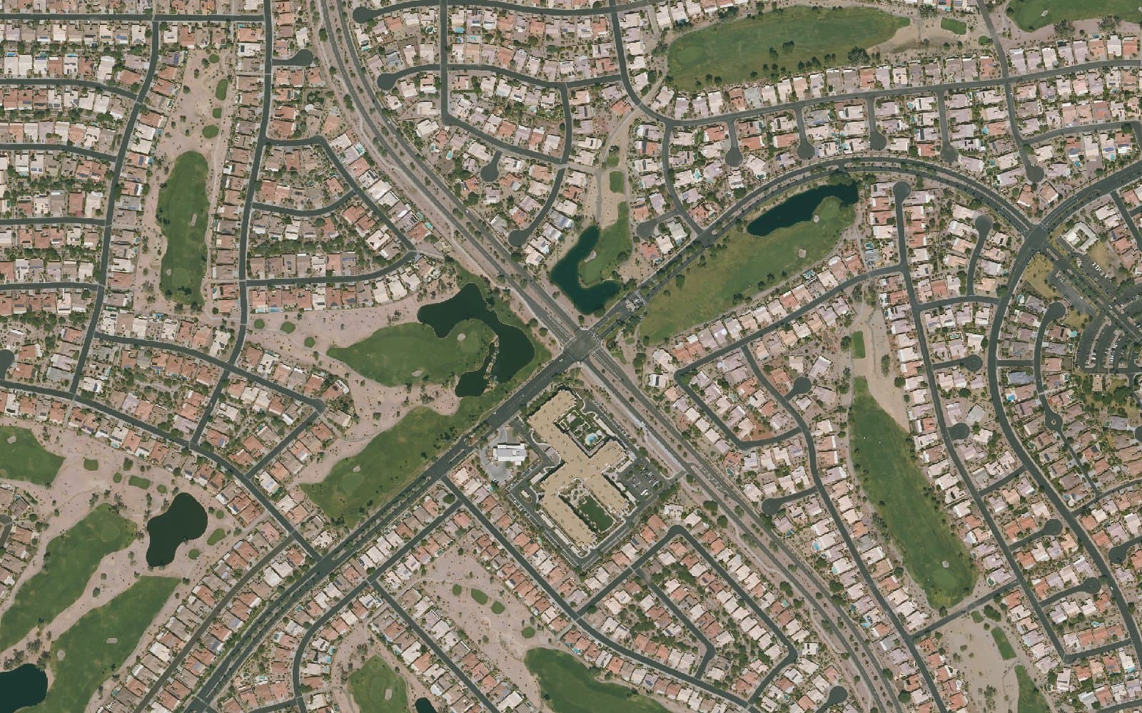 Aerial photograph of PebbleCreek and the surrounding area