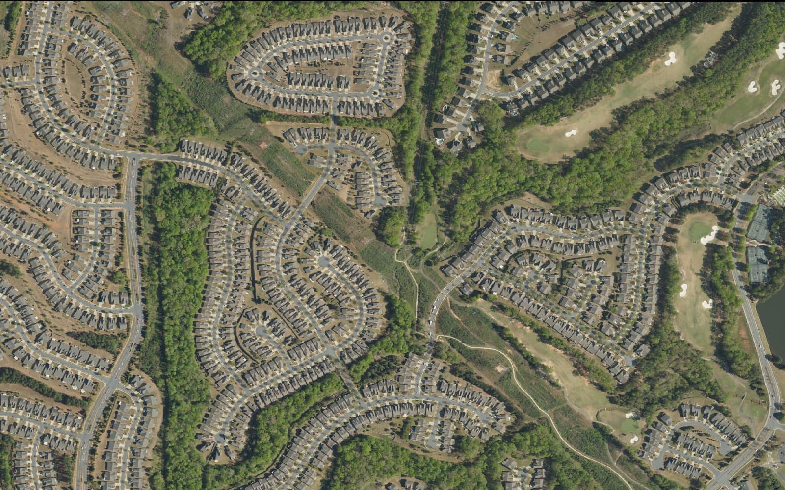 Aerial photograph of Sun City Carolina Lakes and the surrounding area