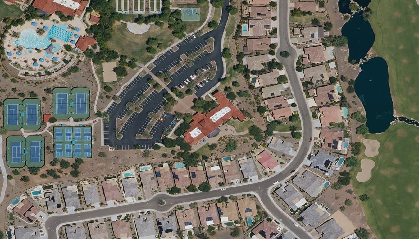 Aerial photograph of the clubhouse and amenities at Sun City Festival