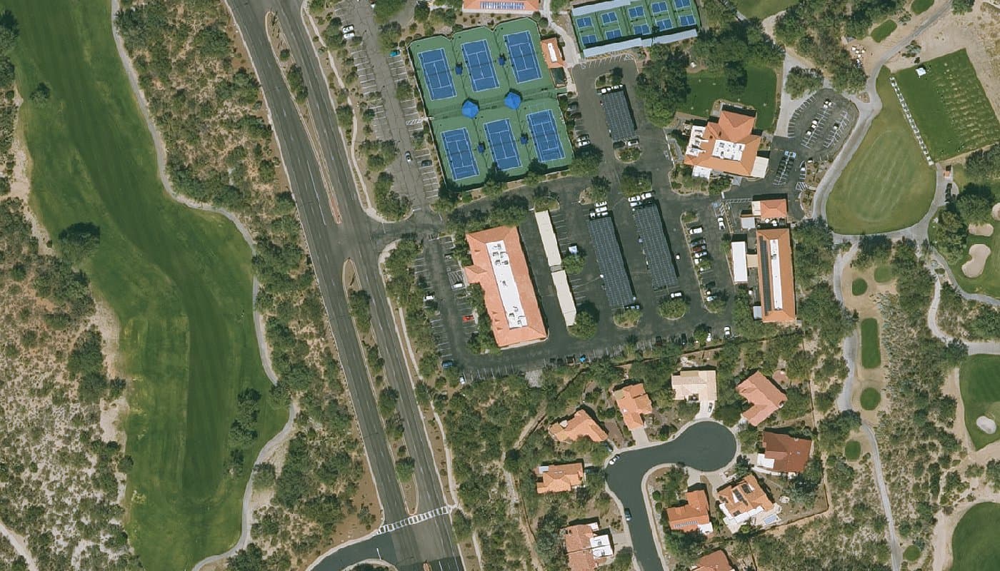 Aerial photograph of the clubhouse and amenities at Sun City Oro Valley