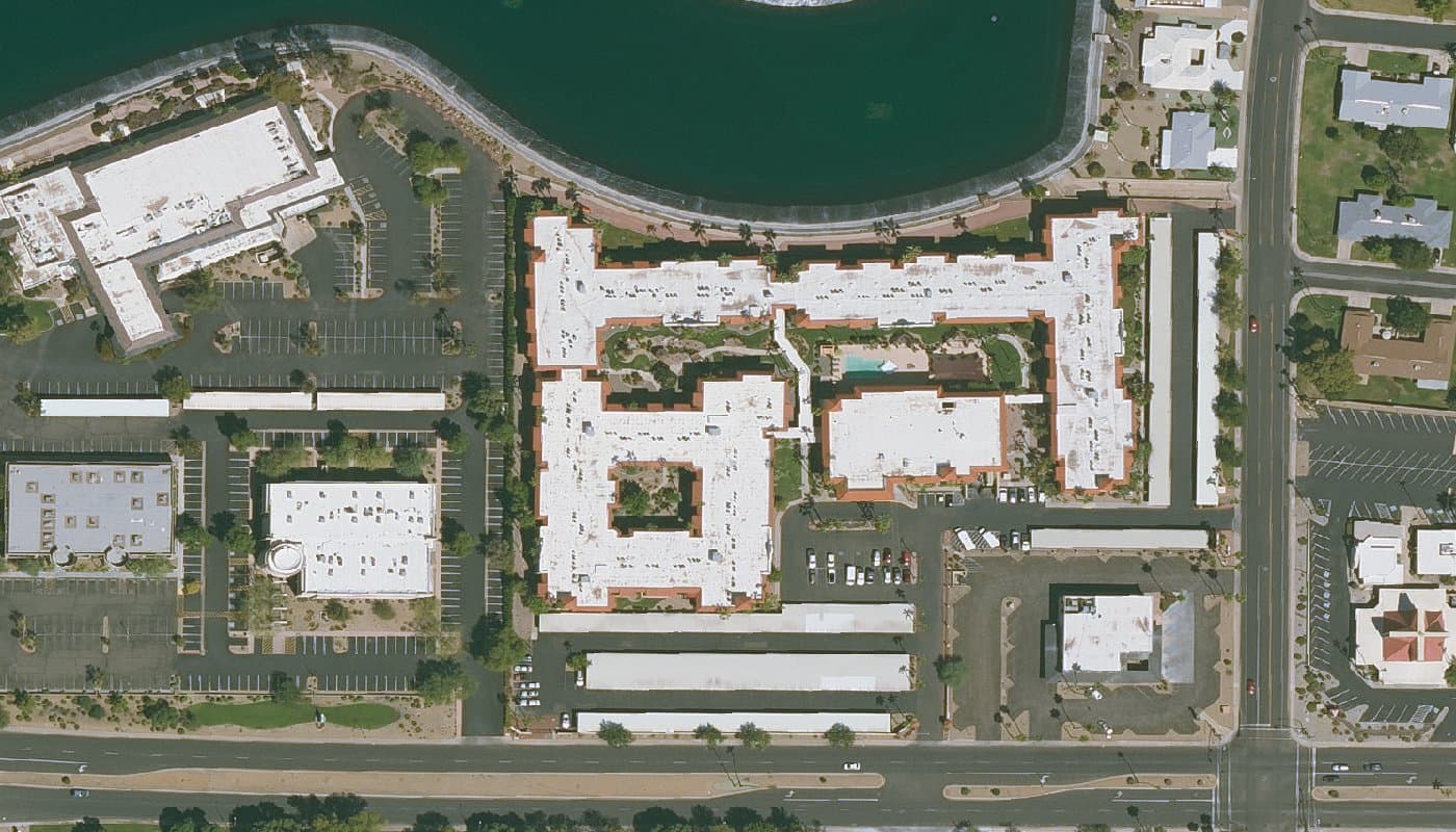 Aerial photograph of the clubhouse and amenities at Sun City
