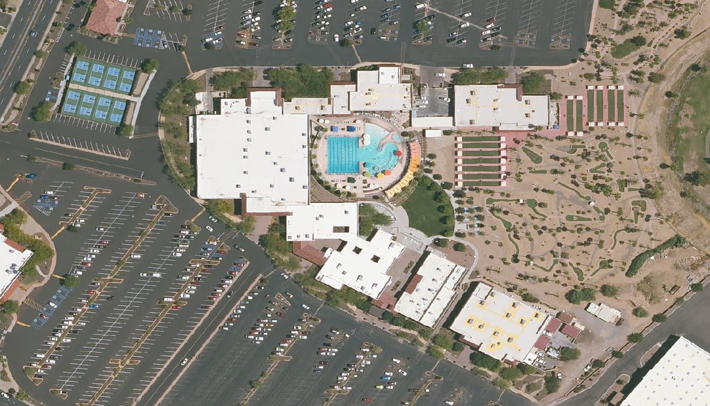 Aerial photograph of the clubhouse and amenities at Sun City West